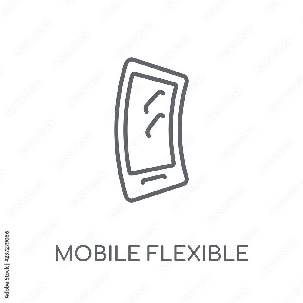Poster mobile flexible display linear icon. modern outline mobile flexible display logo concept on white ba