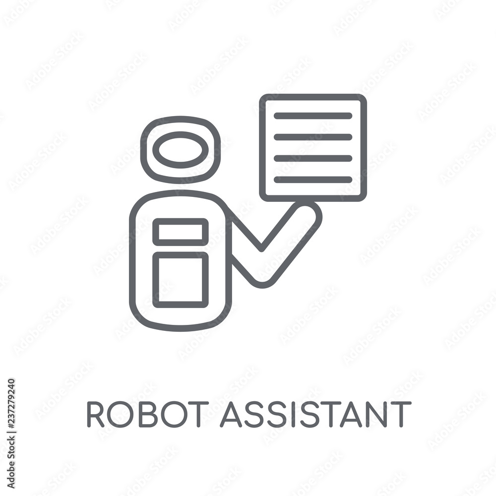 Poster robot assistant linear icon. modern outline robot assistant logo concept on white background from ar