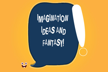 Conceptual hand writing showing Imagination Ideas And Fantasy. Business photo text Creativity inspirational creative thinking Blank Color Speech Bubble Outlined with Exclamation Point