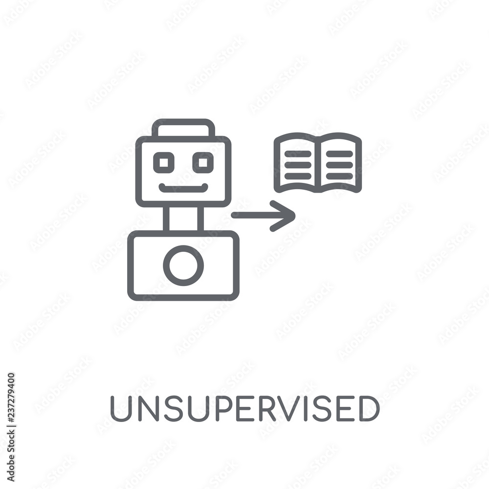 Poster unsupervised learning linear icon. modern outline unsupervised learning logo concept on white backgr