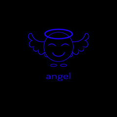Logo in the form of a linear angel icon. Vector graphics.
