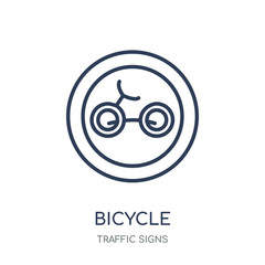 Bicycle sign icon. Bicycle sign linear symbol design from Traffic signs collection.