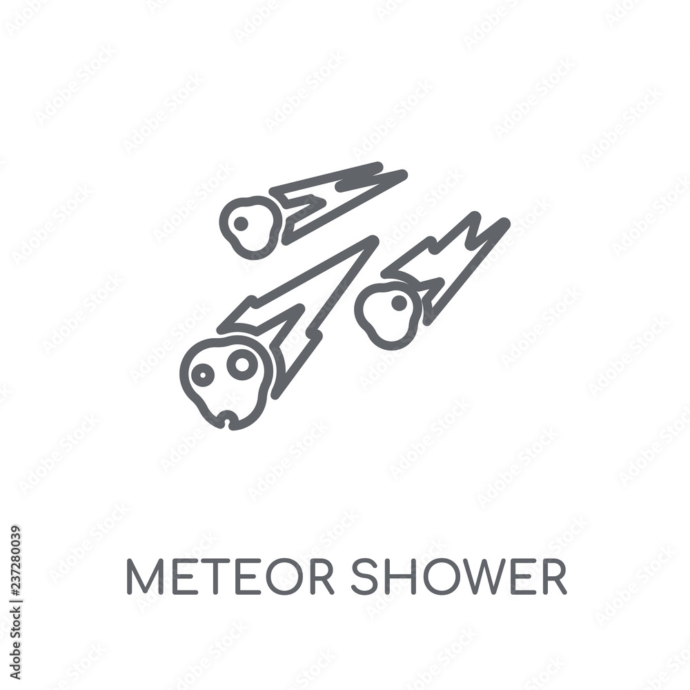 Poster meteor shower linear icon. modern outline meteor shower logo concept on white background from astron