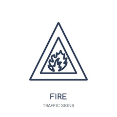 Fire sign icon. Fire sign linear symbol design from Traffic signs collection.