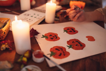 Preparing Halloween celebration.