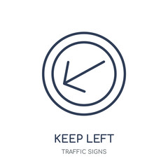 Keep left sign icon. Keep left sign linear symbol design from Traffic signs collection.