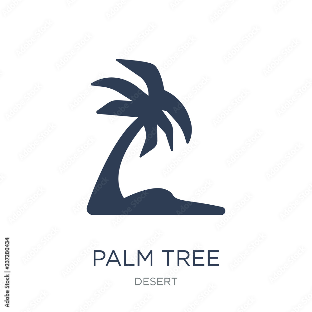 Poster palm tree icon. trendy flat vector palm tree icon on white background from desert collection