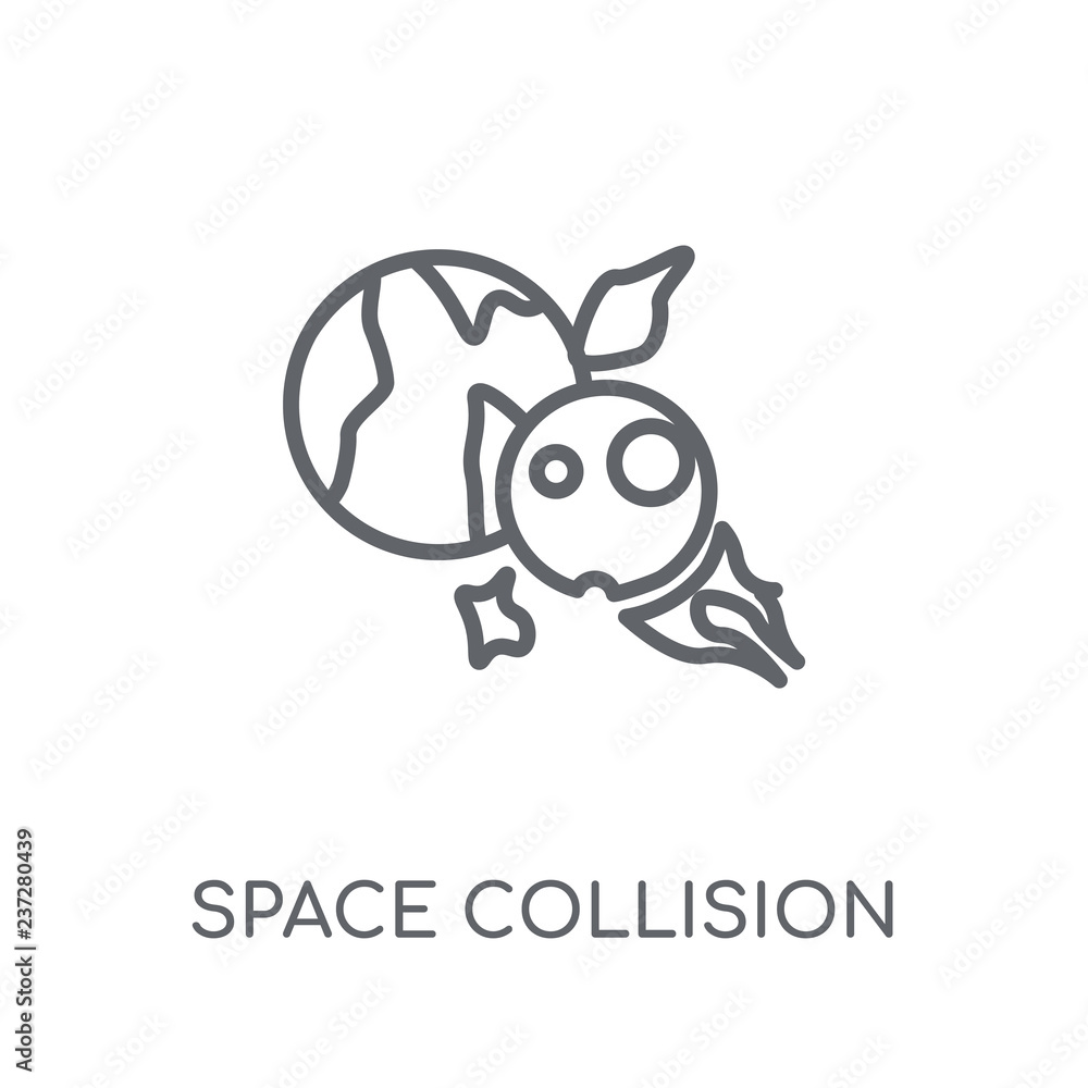 Poster space collision linear icon. modern outline space collision logo concept on white background from as