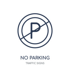 No parking sign icon. No parking sign linear symbol design from Traffic signs collection.