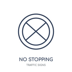 No stopping sign icon. No stopping sign linear symbol design from Traffic signs collection.