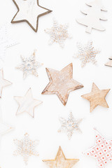 Fototapeta na wymiar Christmas composition. Christmas decorations on white background. Flat lay, top view
