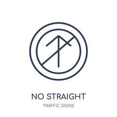 No straight sign icon. No straight sign linear symbol design from Traffic signs collection.
