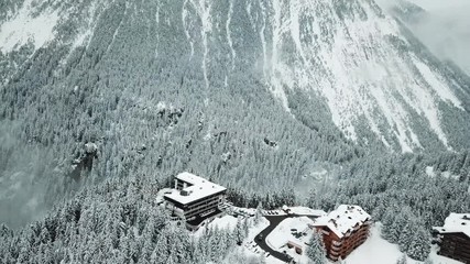 French Alps aerial view. Courchevel village