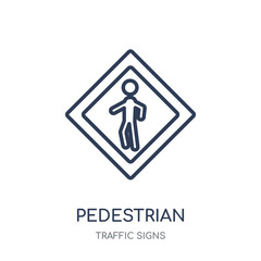 Pedestrian sign icon. Pedestrian sign linear symbol design from Traffic signs collection.