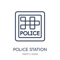 Police station sign icon. Police station sign linear symbol design from Traffic signs collection.