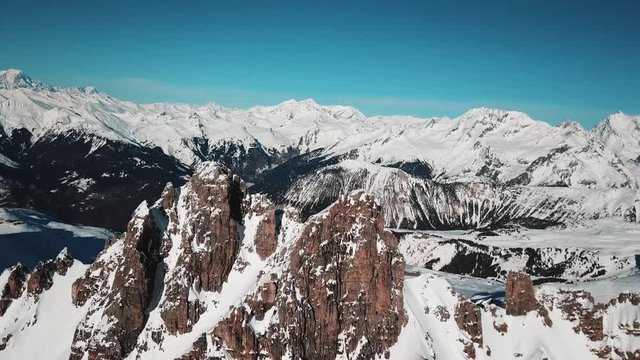 French Alps Courchevel aerial view