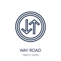 Way road sign icon. Way road sign linear symbol design from Traffic signs collection.