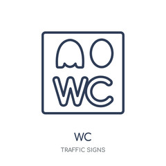 Wc sign icon. Wc sign linear symbol design from Traffic signs collection.