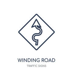 winding road sign icon. winding road sign linear symbol design from Traffic signs collection.