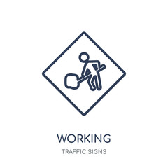 Working sign icon. Working sign linear symbol design from Traffic signs collection.