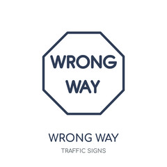 Wrong Way sign icon. Wrong Way sign linear symbol design from Traffic signs collection.