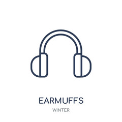Earmuffs icon. Earmuffs linear symbol design from winter collection.