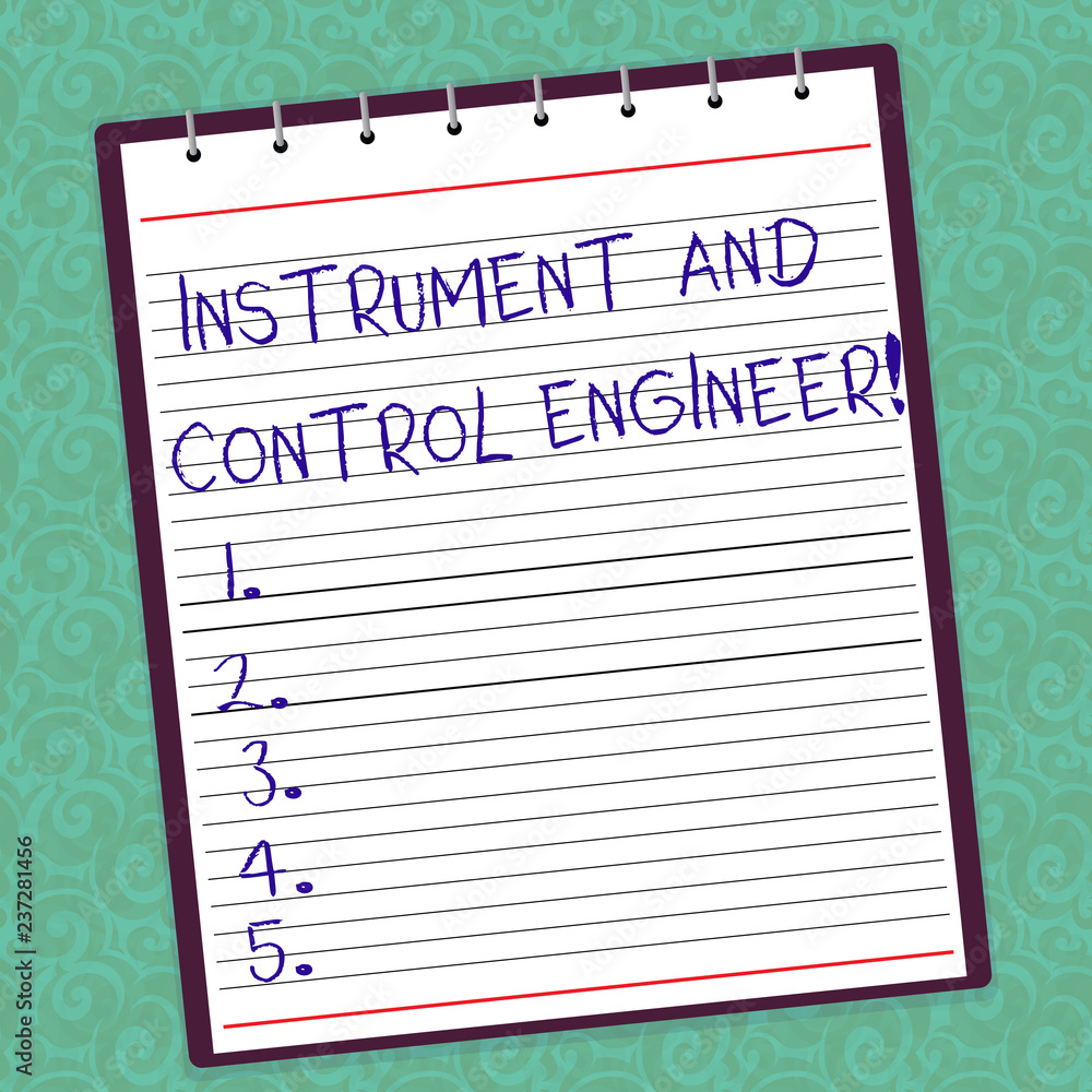 Poster writing note showing instrument and control engineer. business photo showcasing automation engineeri