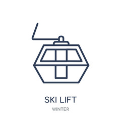Ski lift icon. Ski lift linear symbol design from winter collection.