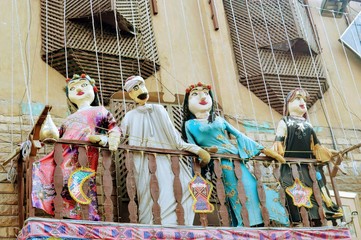 Explore Egypt markets on balcony  pyramids and puppets