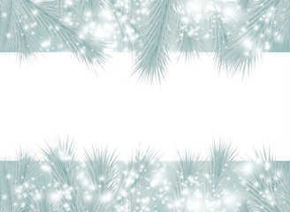 Fototapeta na wymiar christmas background with fir branches and snow