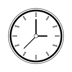 Clock round frame black and white