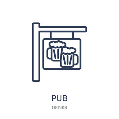 Pub icon. Pub linear symbol design from drinks collection.