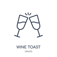 Wine toast icon. Wine toast linear symbol design from drinks collection.