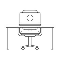 Office desk with computer black and white