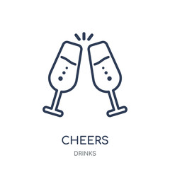Cheers icon. Cheers linear symbol design from drinks collection.