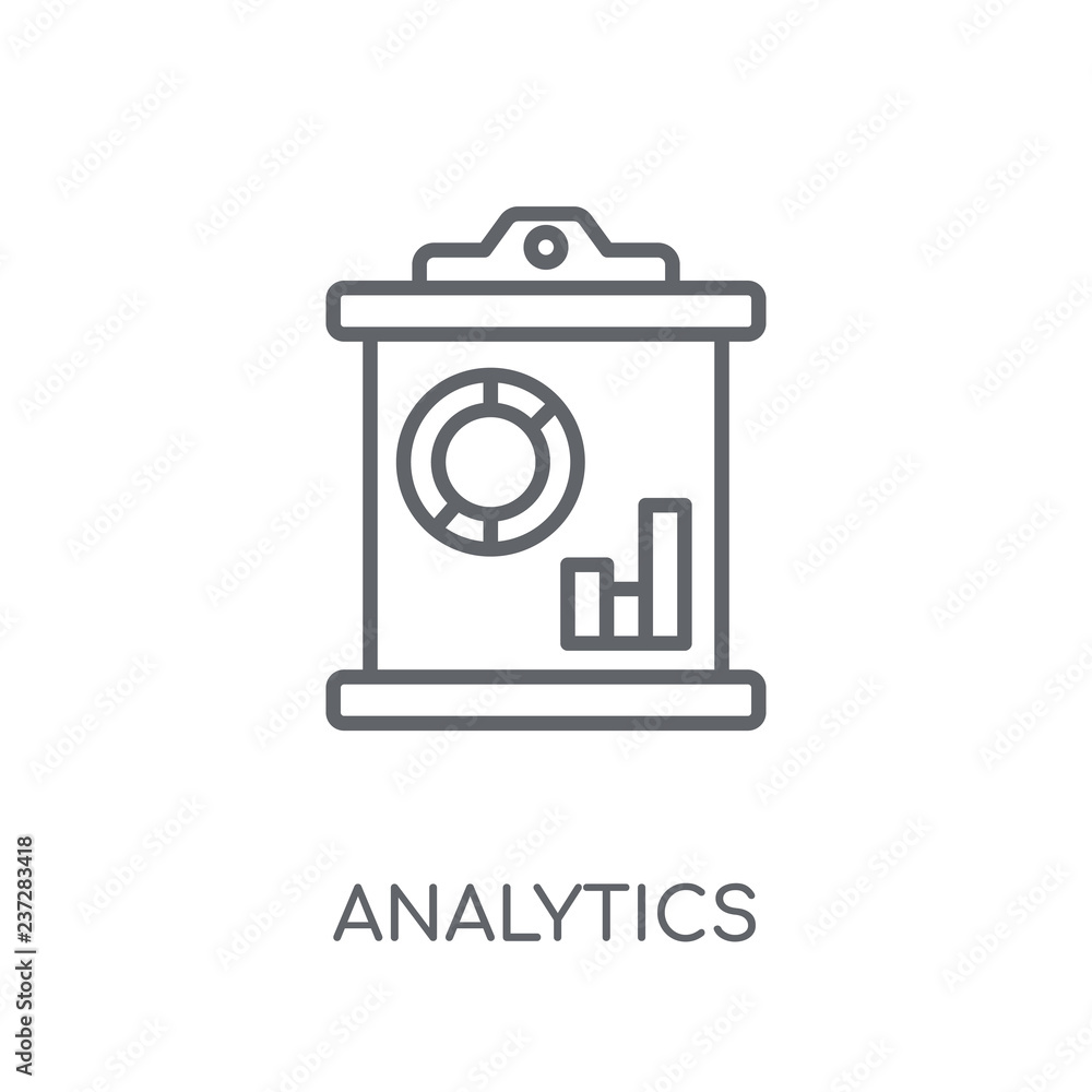 Poster analytics linear icon. modern outline analytics logo concept on white background from business and a