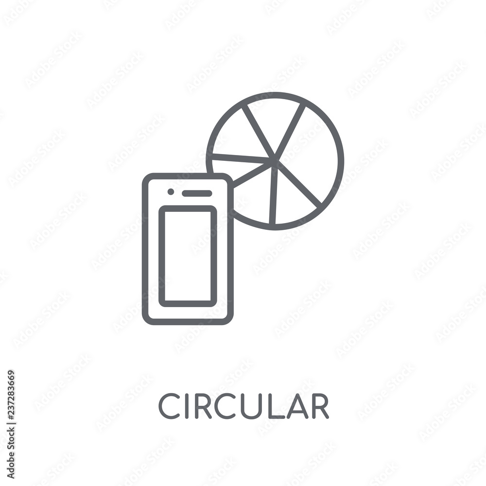 Poster circular graphic of mobile linear icon. modern outline circular graphic of mobile logo concept on wh