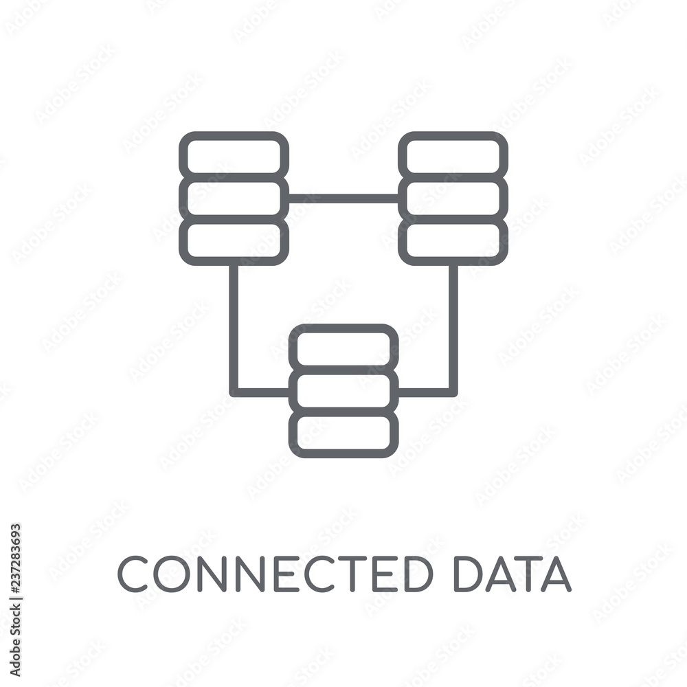 Poster connected data linear icon. modern outline connected data logo concept on white background from busi