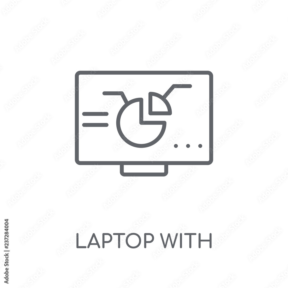 Poster laptop with analysis linear icon. modern outline laptop with analysis logo concept on white backgrou