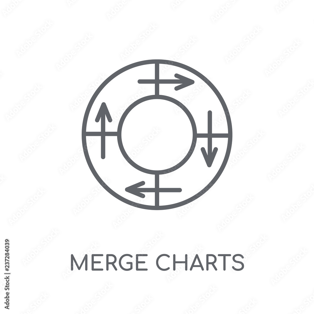 Poster merge charts linear icon. modern outline merge charts logo concept on white background from business