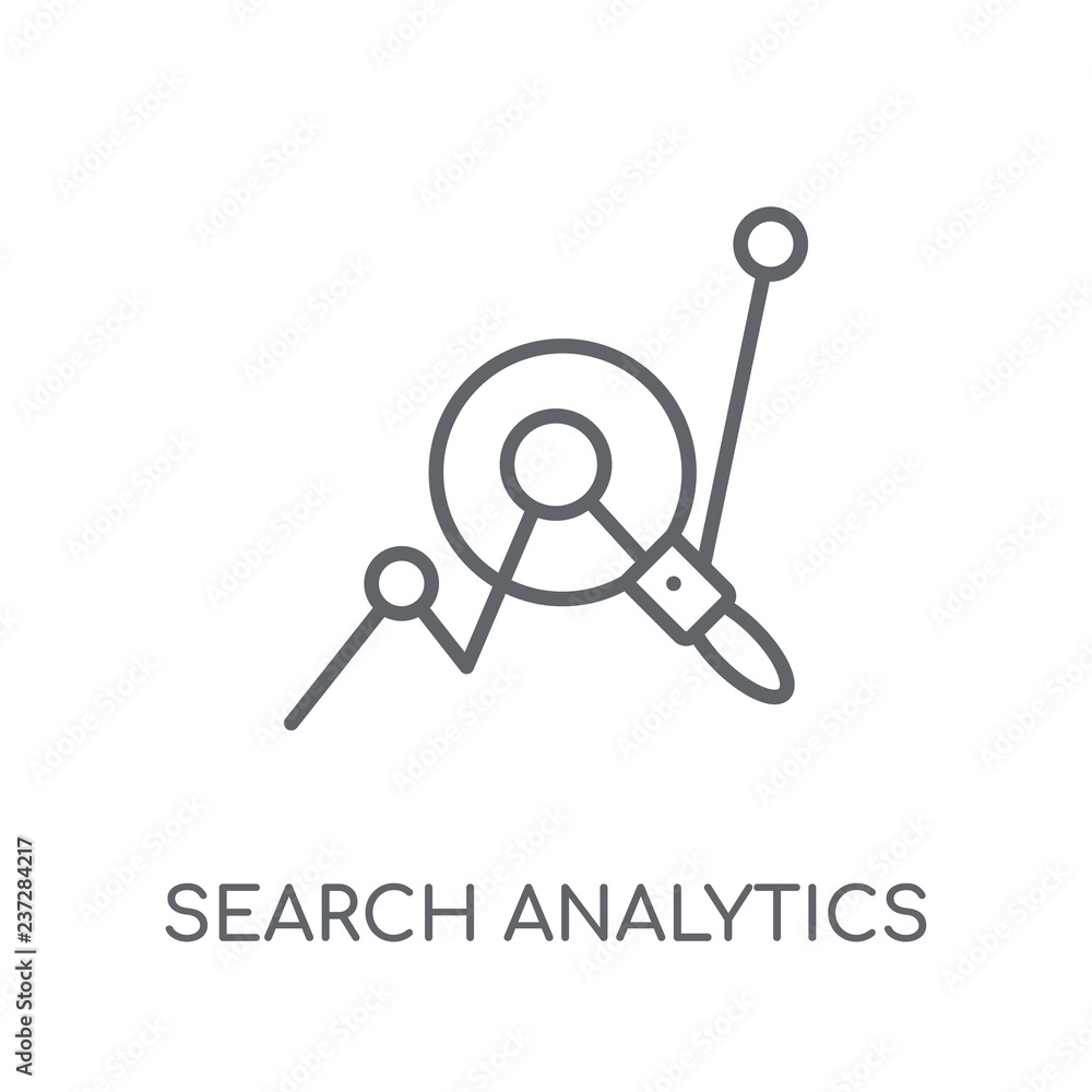 Poster search analytics linear icon. modern outline search analytics logo concept on white background from 