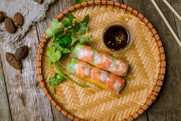 Fresh Spring Roll with shrimps, Vietnamese Food