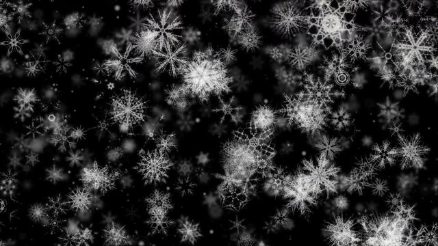 Pretty Snow 4 - 60fps 4k Black BG Winter Video Background Loop // A variant of Pretty Snow 3, showing fast rotating snow flakes. The black background works great for projection purposes.