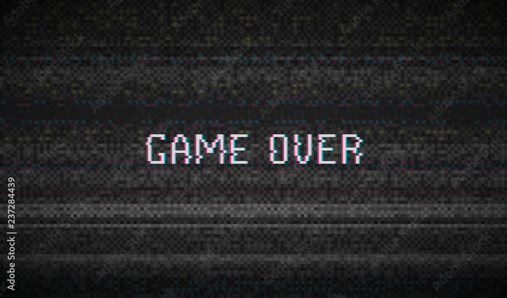 Poster glitch texture pixel noise. test tv screen digital vhs background. game over. error computer video. 