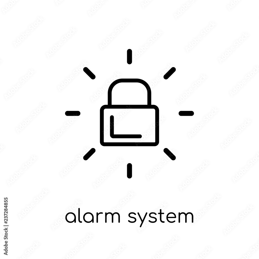 Poster alarm system icon. trendy modern flat linear vector alarm system icon on white background from thin 