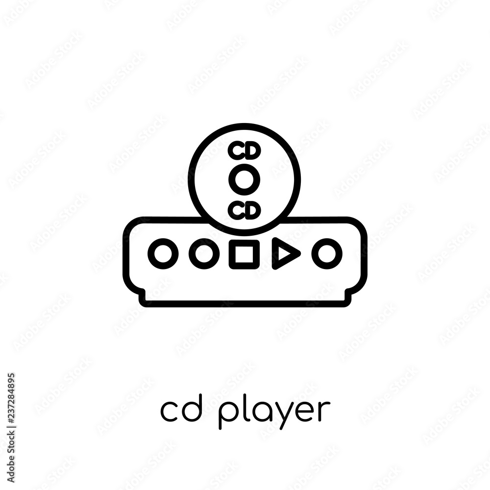 Poster cd player icon. trendy modern flat linear vector cd player icon on white background from thin line s