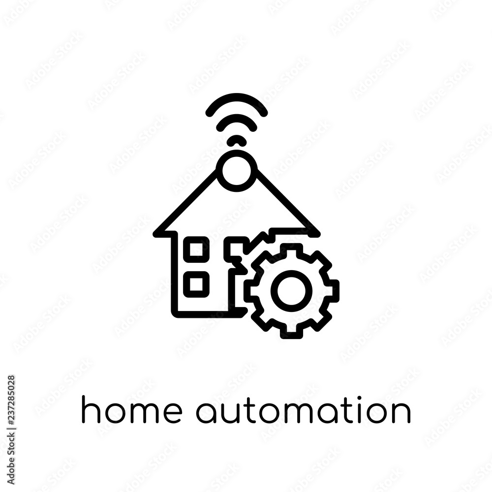 Poster home automation icon. trendy modern flat linear vector home automation icon on white background from