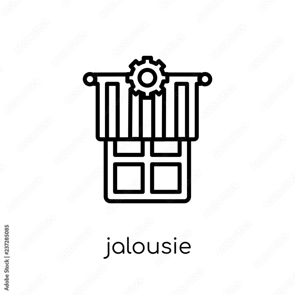 Poster jalousie automation icon. trendy modern flat linear vector jalousie automation icon on white backgro