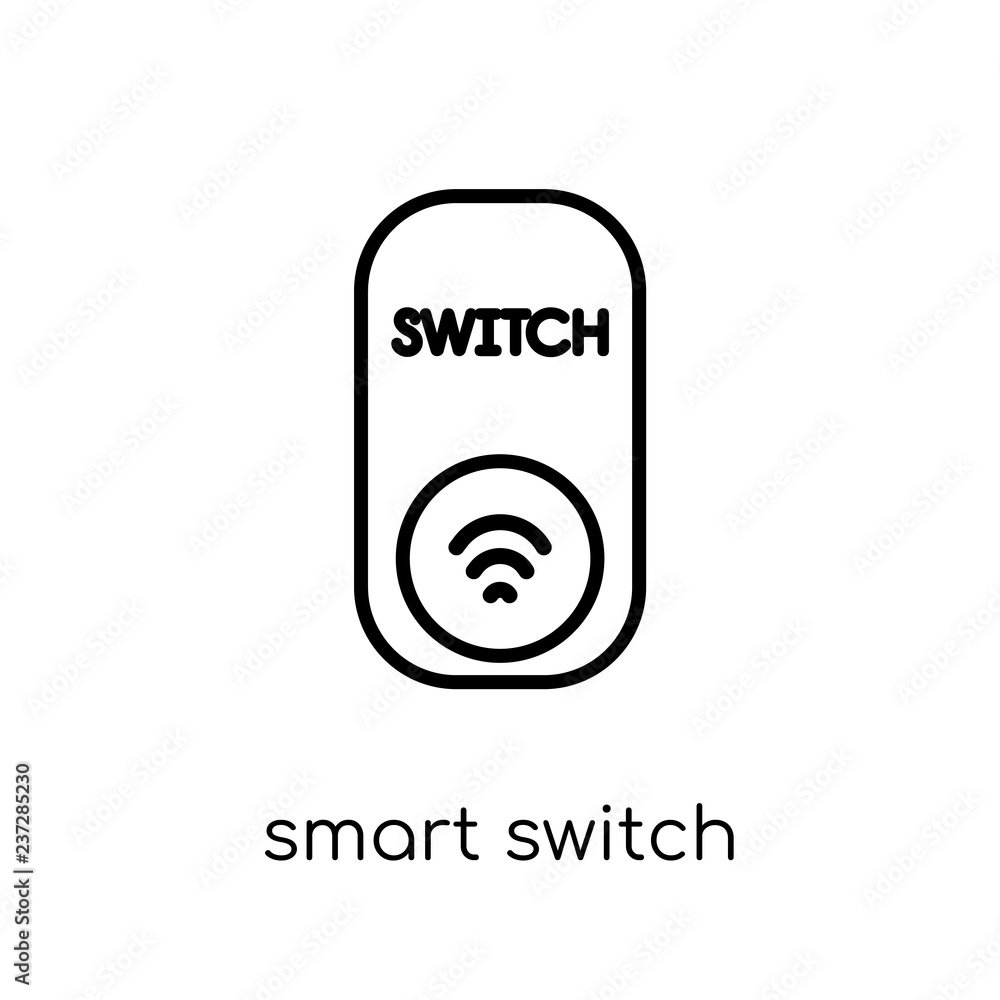 Poster smart switch icon. trendy modern flat linear vector smart switch icon on white background from thin 