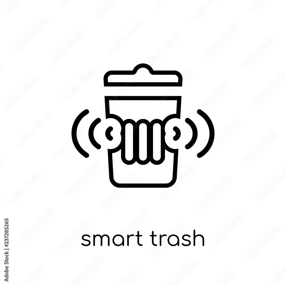 Poster smart trash icon. trendy modern flat linear vector smart trash icon on white background from thin li